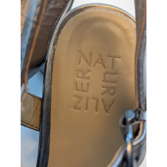 Naturalizer Mia Ankle Cross Strap Platform Silver Leather Block Heel Sandal 7.5 - Picture 9 of 10